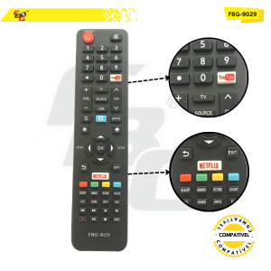 9029 CONTROLE LED  COMPATÍVEL C/ SEMP TOSHIBA YOUTUBE/NETFLIX