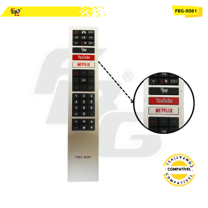9061 CONTROLE SMART COMPATÍVEL C/ AOC C/NETFLIX E YOUTUBE